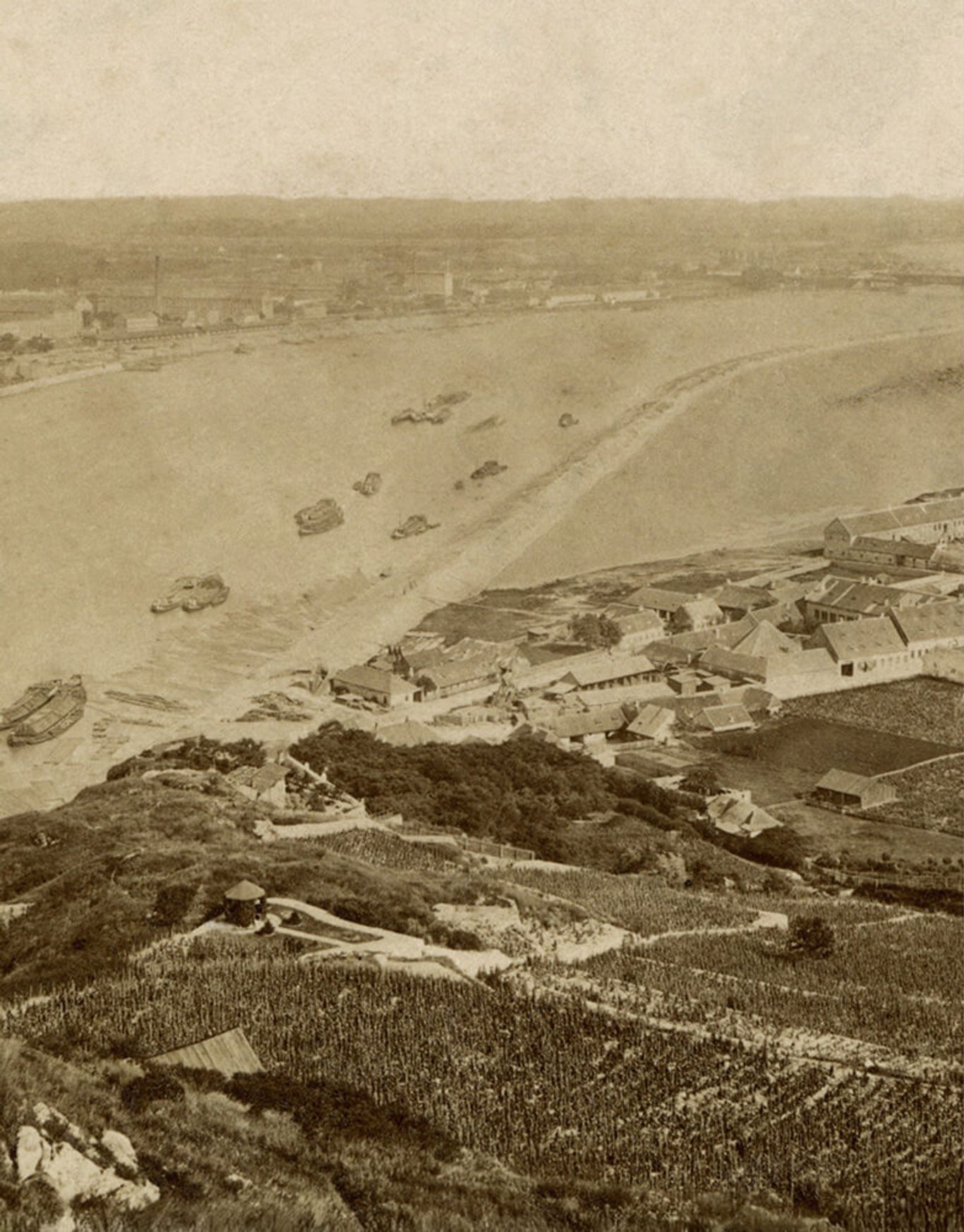 Detail from Antal Weinwurm’s panoramic view from the summit of Gellért Hill, 1870s | Metropolitan Ervin Szabó Library, Budapest Collection